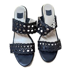 White House Black Market Black Cutout Leather Sandals Size 8